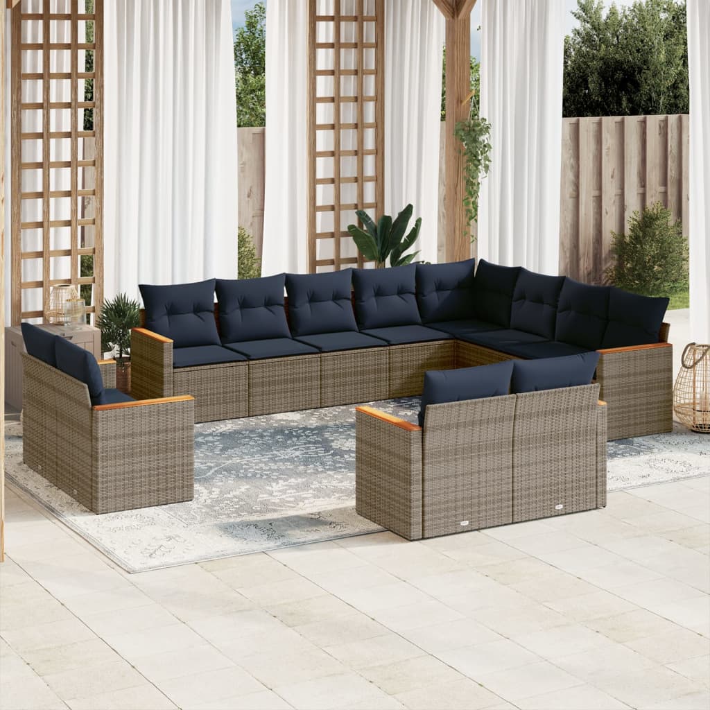 12-delt havesofast med hynder gr polyrattan