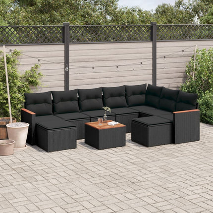 sofasæt til haven 10 dele med hynder polyrattan sort