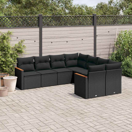 sofasæt til haven 8 dele med hynder polyrattan sort