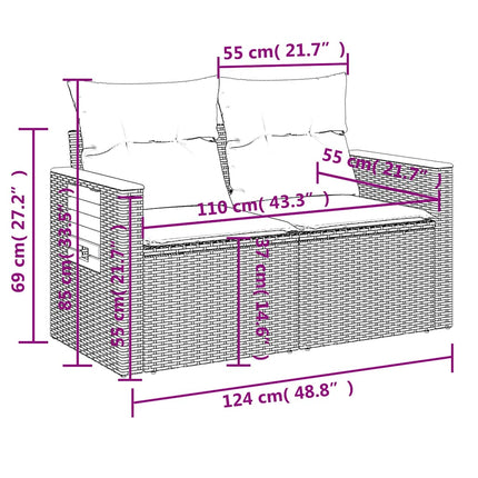 sofasæt til haven 8 dele med hynder polyrattan beige
