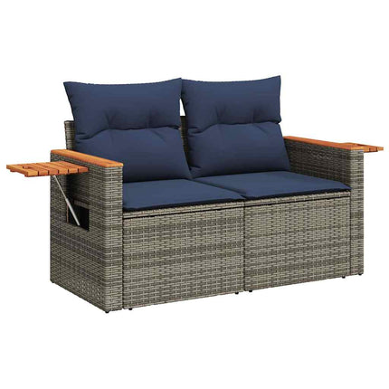 sofasæt til haven 9 dele med hynder polyrattan grå