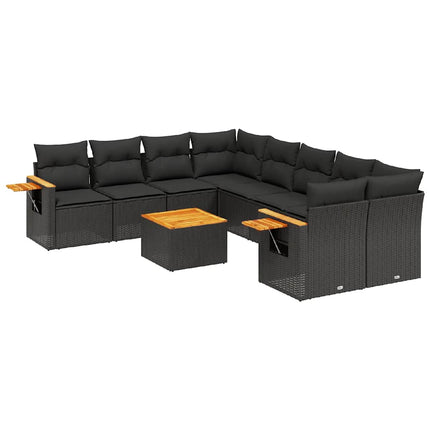 sofasæt til haven 9 dele med hynder polyrattan sort
