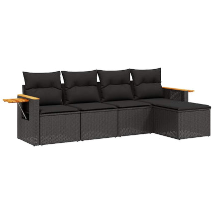 sofasæt til haven 5 dele med hynder polyrattan sort