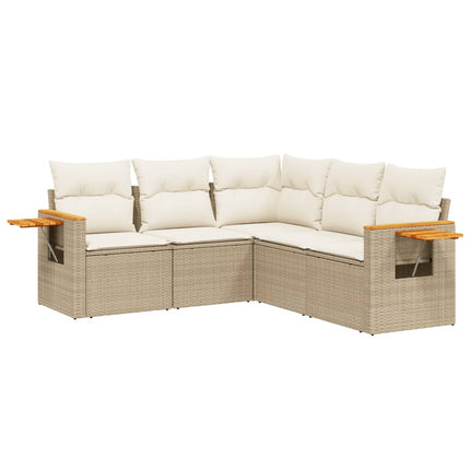 sofasæt til haven 5 dele med hynder polyrattan beige