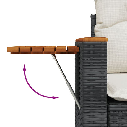 sofasæt til haven 7 dele med hynder polyrattan sort