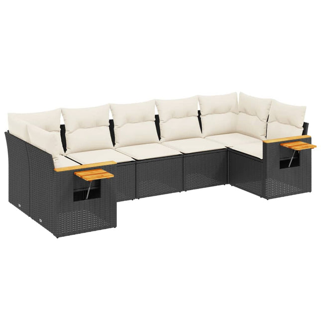 sofasæt til haven 7 dele med hynder polyrattan sort