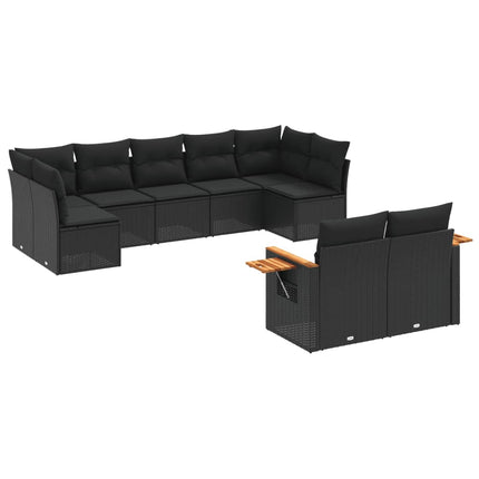 sofasæt til haven 9 dele med hynder polyrattan sort
