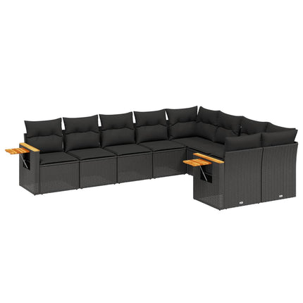 sofasæt til haven 9 dele med hynder polyrattan sort