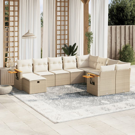 sofasæt til haven 10 dele med hynder polyrattan beige