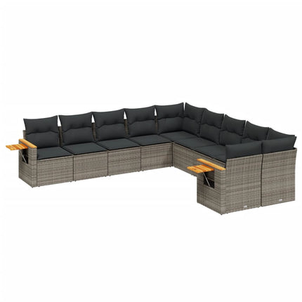 sofasæt til haven 10 dele med hynder polyrattan grå