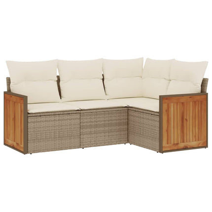 sofasæt til haven 4 dele med hynder polyrattan beige