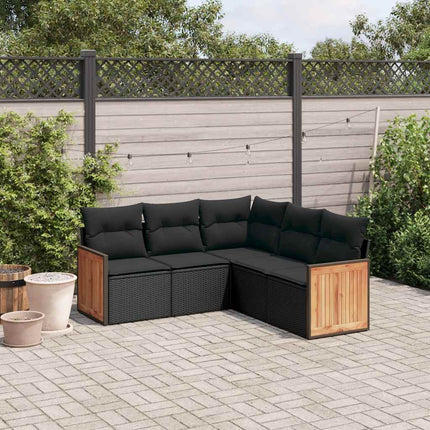 sofasæt til haven 5 dele med hynder polyrattan sort
