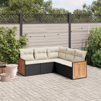 sofasæt til haven 5 dele med hynder polyrattan sort