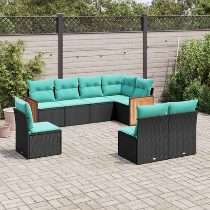 8-delt havesofasæt med hynder sort polyrattan