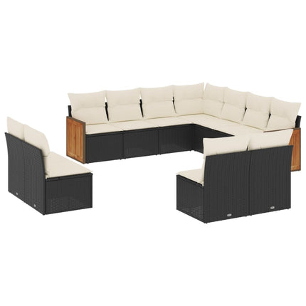 sofasæt til haven 11 dele med hynder polyrattan sort
