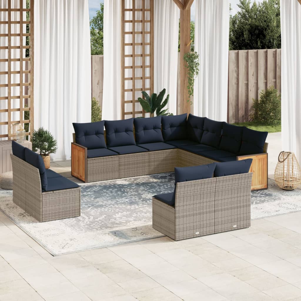 11-delt havesofast med hynder gr polyrattan