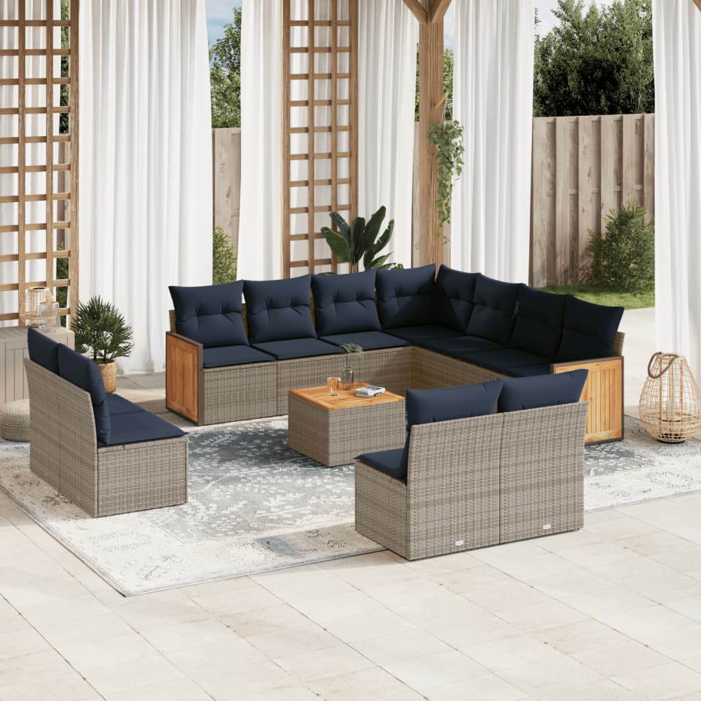 12-delt havesofast med hynder gr polyrattan