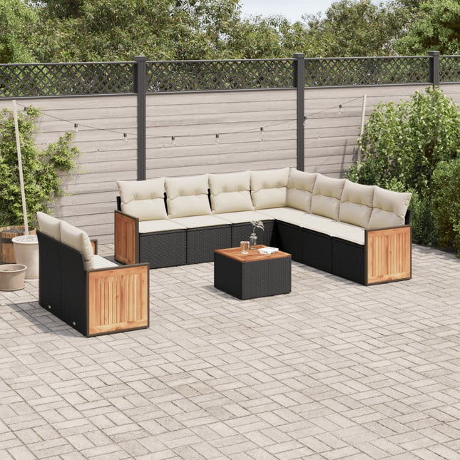 sofasæt til haven 10 dele med hynder polyrattan sort
