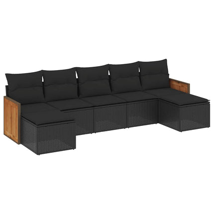 sofasæt til haven 7 dele med hynder polyrattan sort