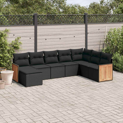 sofasæt til haven 8 dele med hynder polyrattan sort
