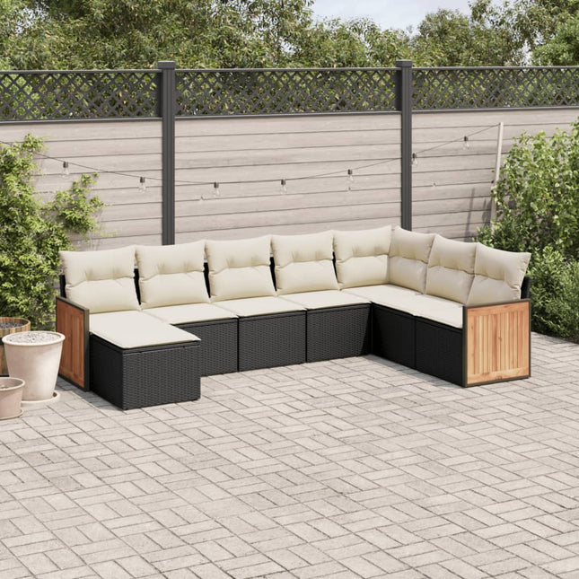 sofasæt til haven 8 dele med hynder polyrattan sort