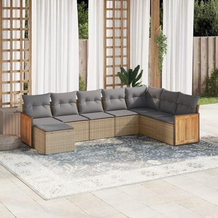 sofasæt til haven 8 dele med hynder polyrattan beige