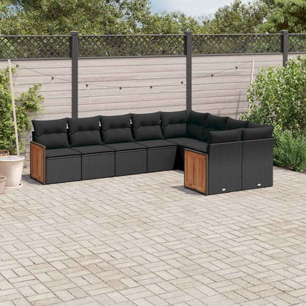 sofasæt til haven 9 dele med hynder polyrattan sort