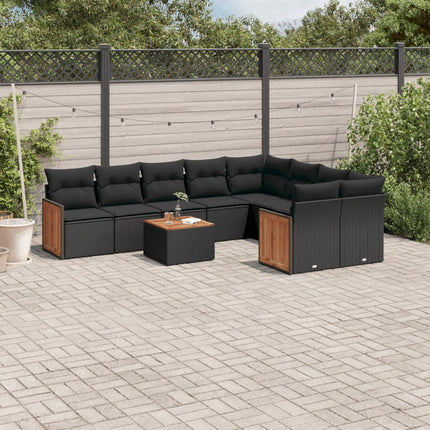 sofasæt til haven 10 dele med hynder polyrattan sort