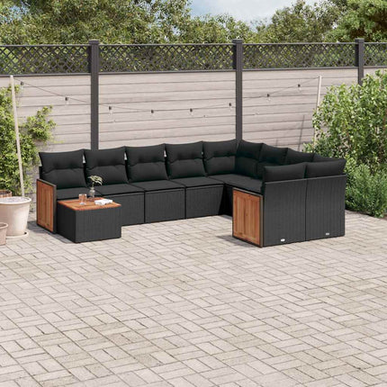 sofasæt til haven 10 dele med hynder polyrattan sort