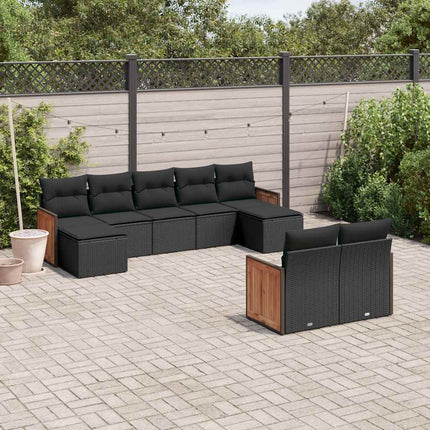 sofasæt til haven 9 dele med hynder polyrattan sort