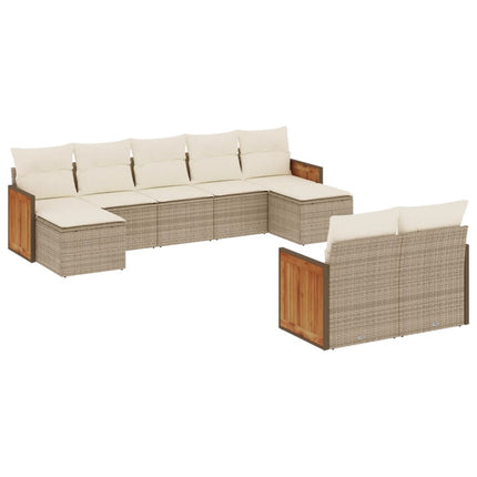 sofasæt til haven 9 dele med hynder polyrattan beige