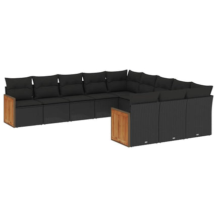 sofasæt til haven 11 dele med hynder polyrattan sort