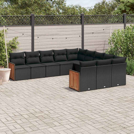 sofasæt til haven 11 dele med hynder polyrattan sort