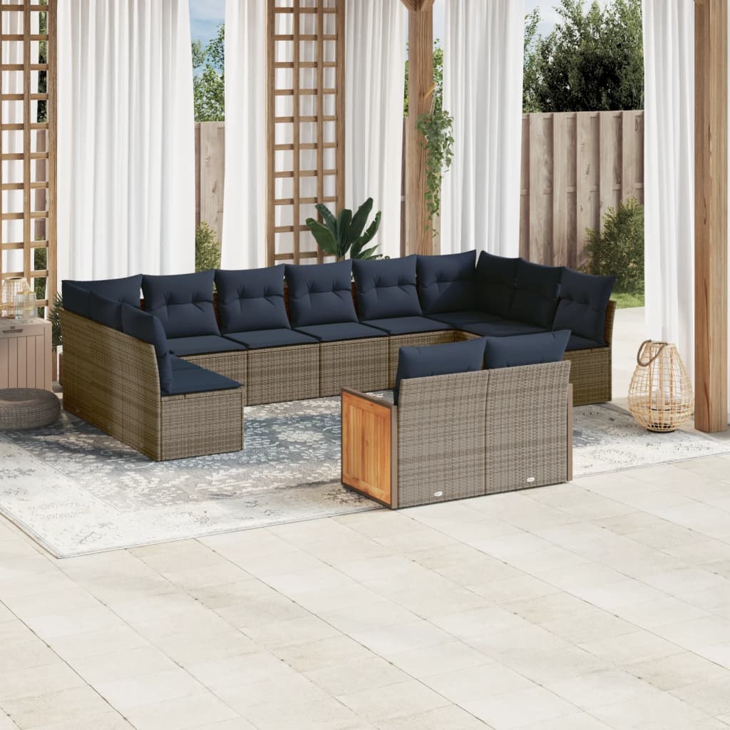12-delt havesofast med hynder gr polyrattan