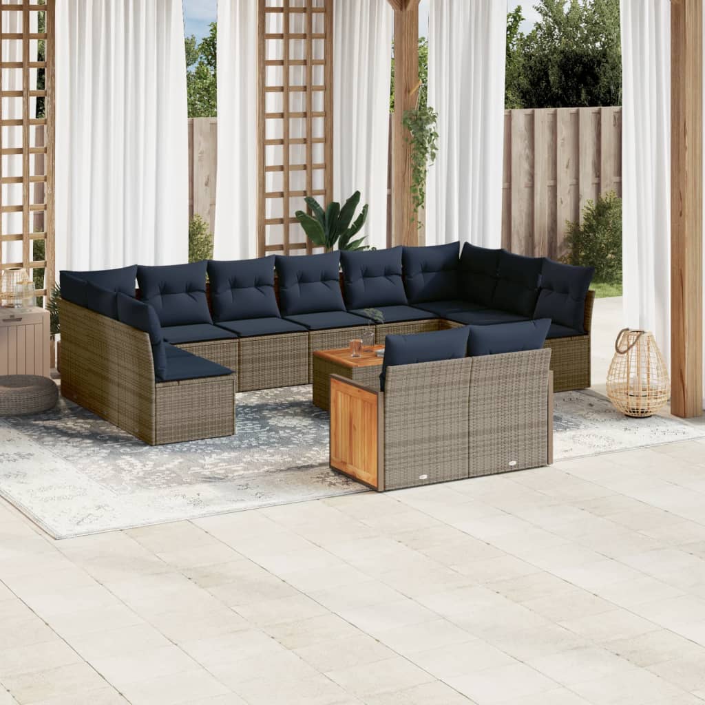 12-delt havesofast med hynder gr polyrattan