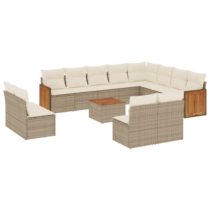 sofasæt til haven 13 dele med hynder polyrattan beige