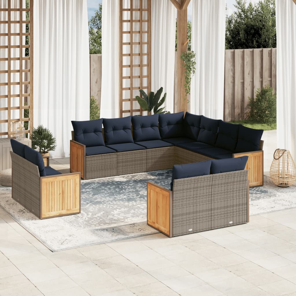 11-delt havesofast med hynder gr polyrattan