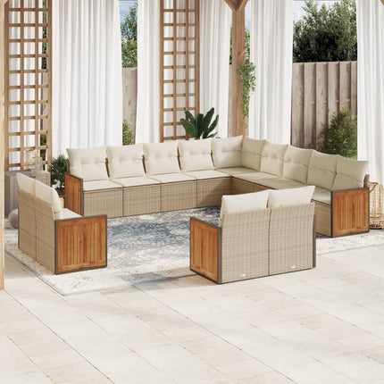 sofasæt til haven 13 dele med hynder polyrattan beige