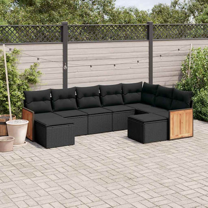 sofasæt til haven 9 dele med hynder polyrattan sort