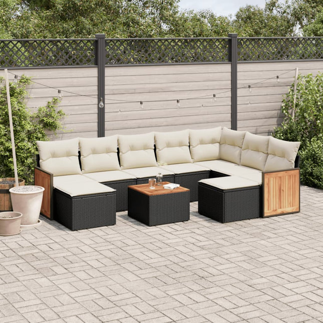 sofasæt til haven 10 dele med hynder polyrattan sort