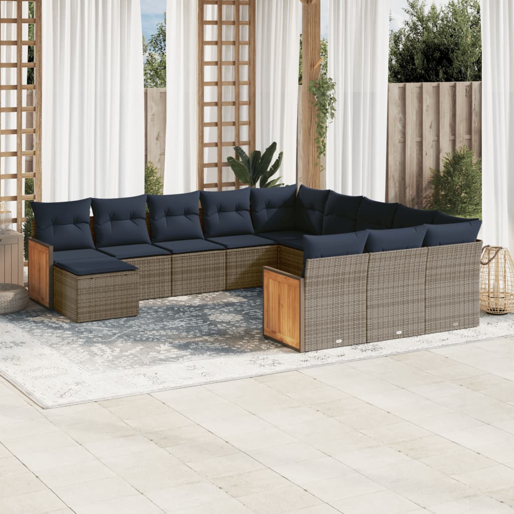 12-delt havesofast med hynder gr polyrattan