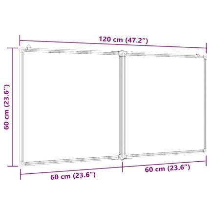 magnetisk whiteboard 120x60x1,7 cm foldbart aluminium