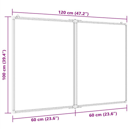 magnetisk whiteboard 120x100x1,7 cm foldbart aluminium