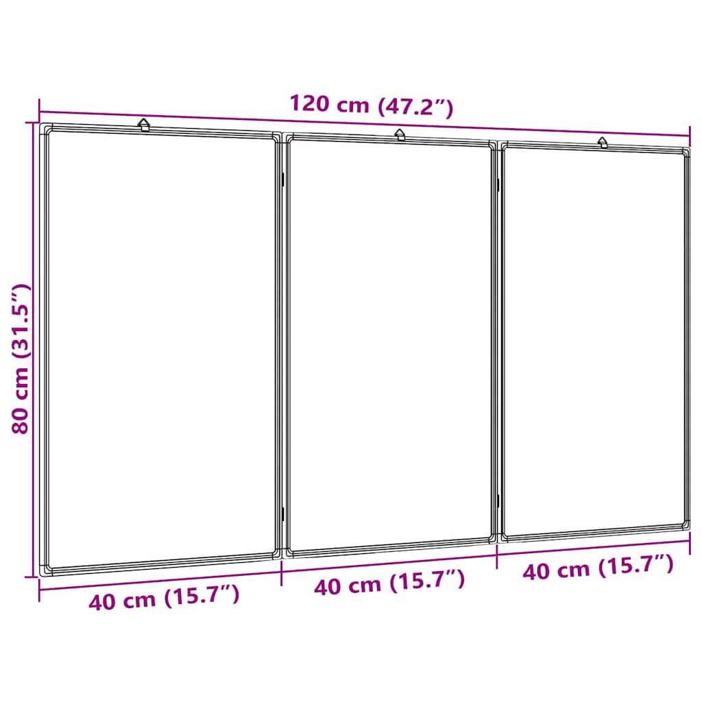 magnetisk whiteboard 120x80x1,7 cm foldbart aluminium