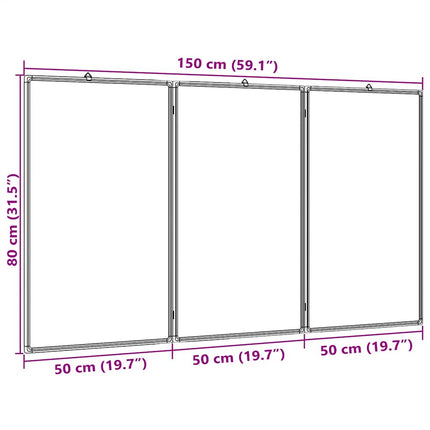 magnetisk whiteboard 150x80x1,7 cm foldbart aluminium