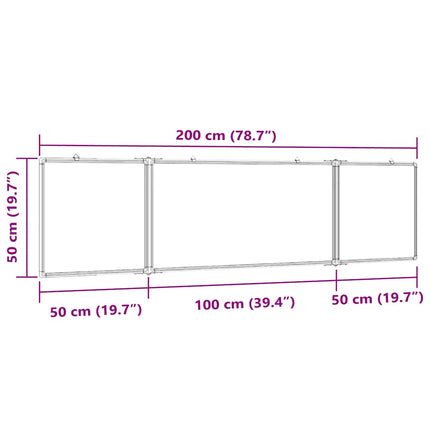 magnetisk whiteboard 200x50x1,7 cm foldbart aluminium