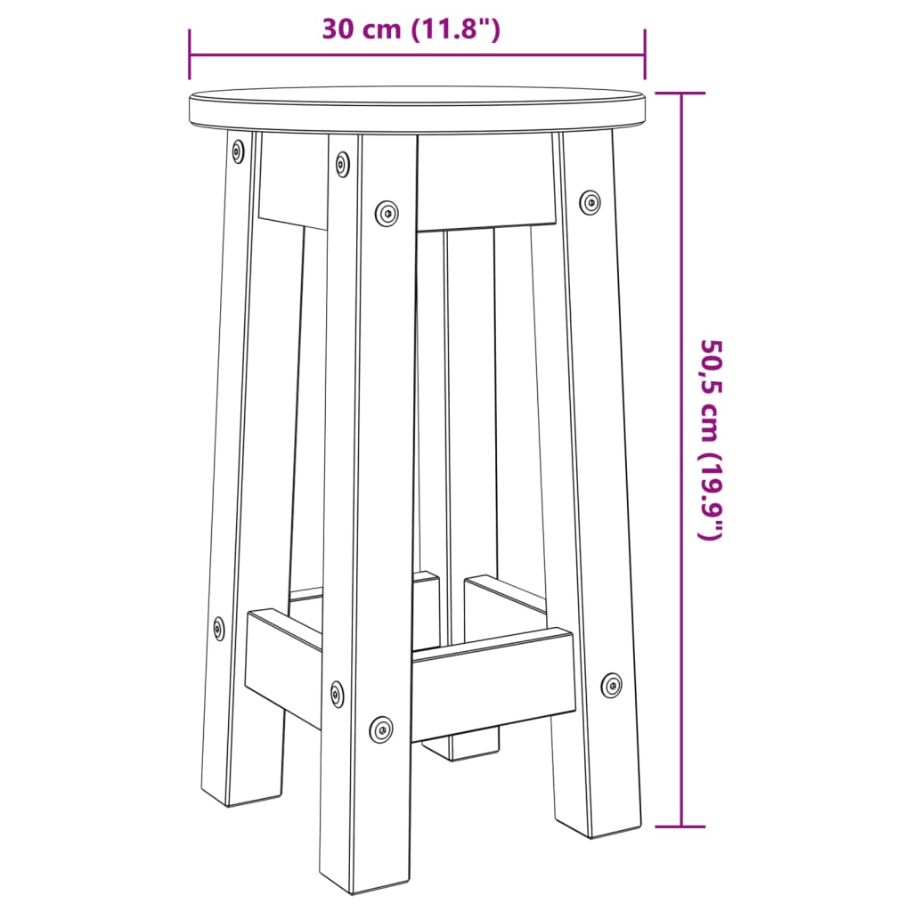 barstole 2 stk. massivt fyrretræ
