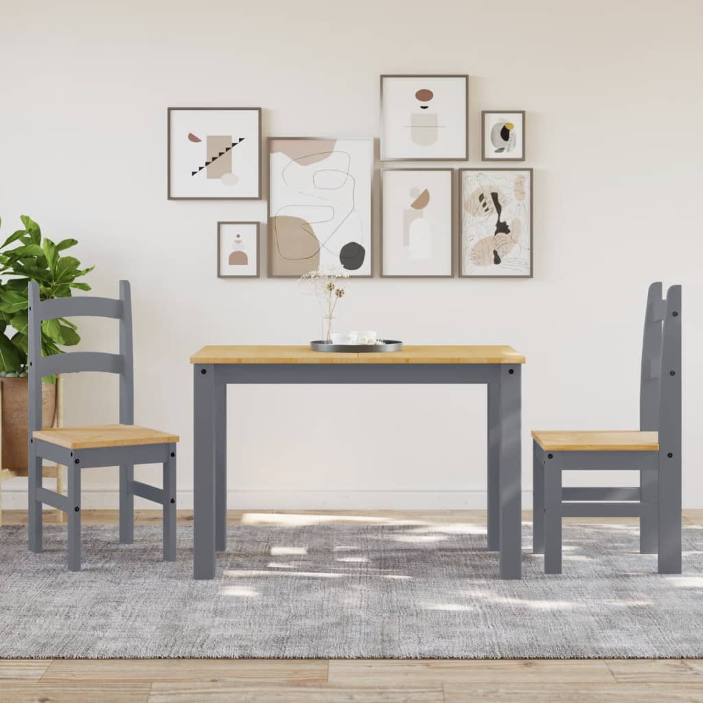 spisebordsstole 2 stk. 40x46x99 cm massivt fyrretræ grå
