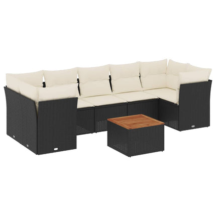 sofasæt til haven 8 dele med hynder polyrattan sort