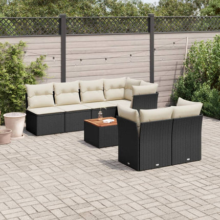 sofasæt til haven 8 dele med hynder polyrattan sort